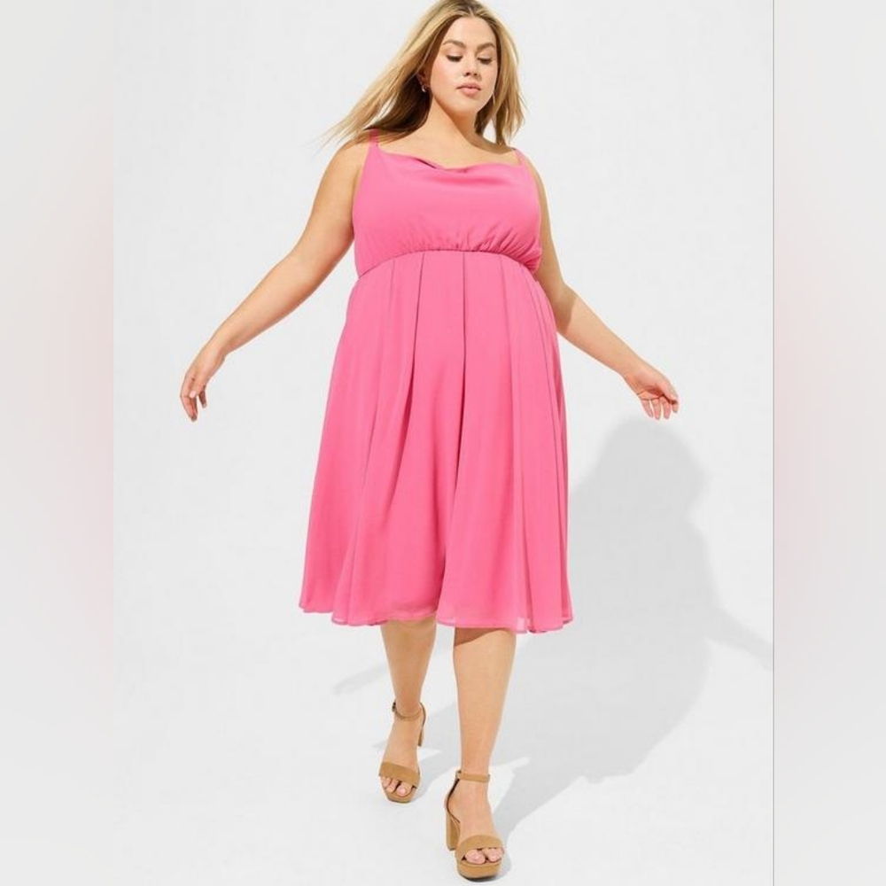 Torrid Pink Chiffon Cowl Neck Pleated Dress Size 3X NWT
